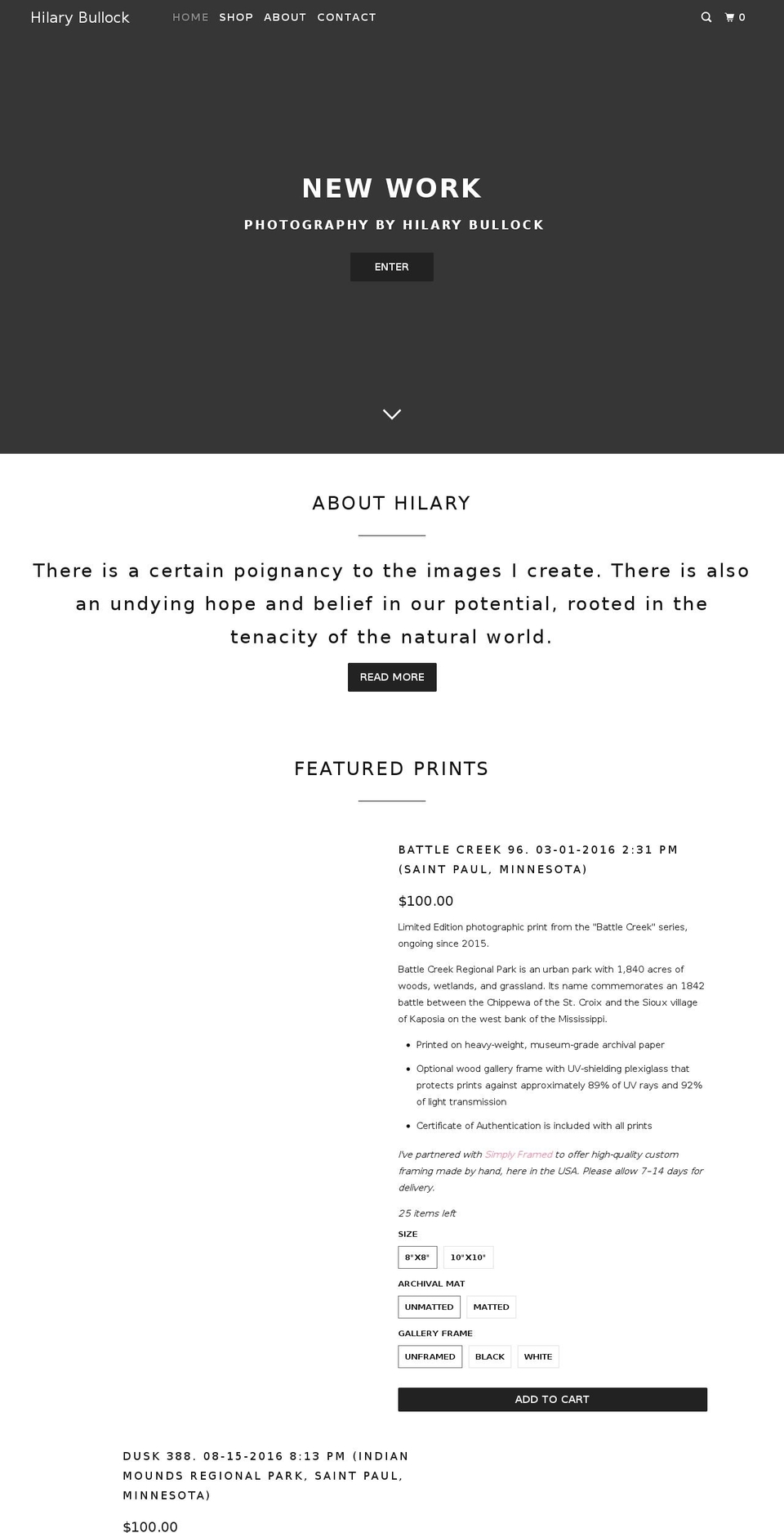 hilarybullock.com — Shopify storefront screenshot