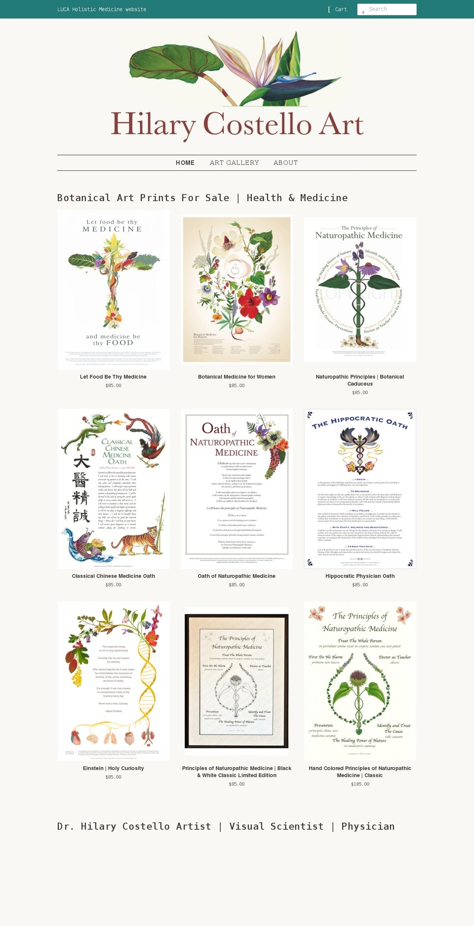 hilarycostelloart.myshopify.com shopify website screenshot