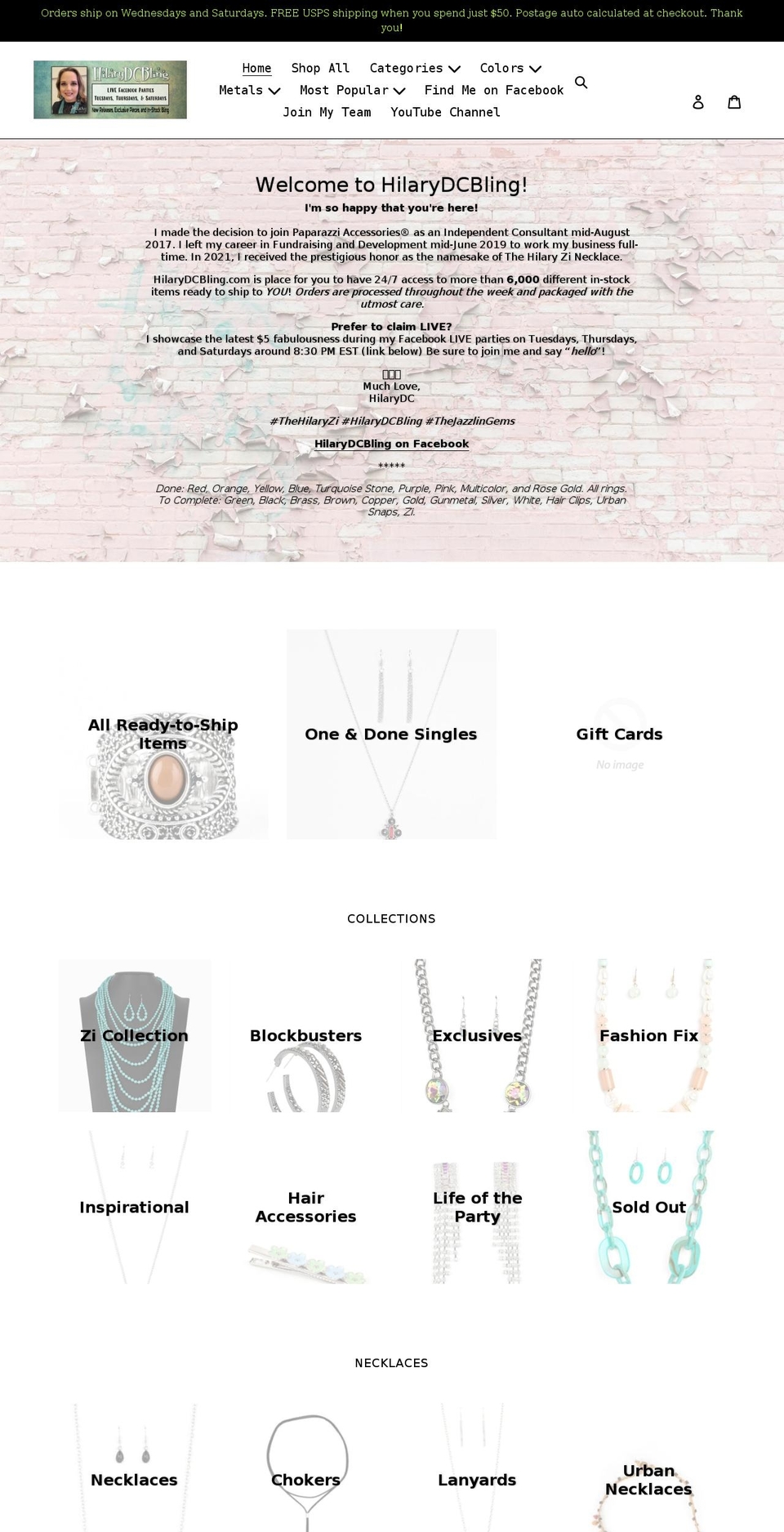 hilarydcbling.com shopify website screenshot