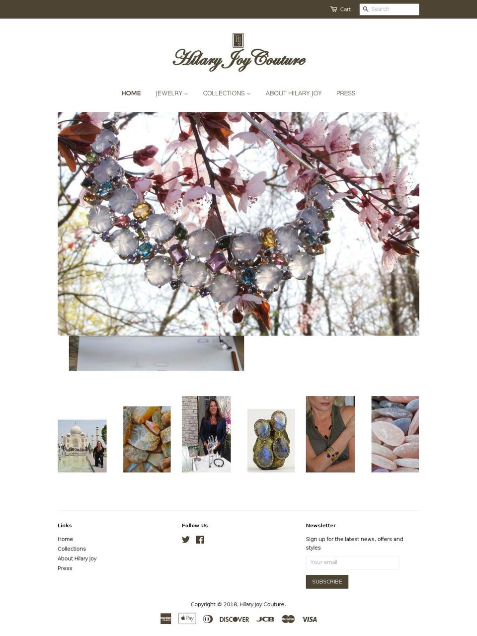 hilaryjoycouture.com — Shopify storefront screenshot