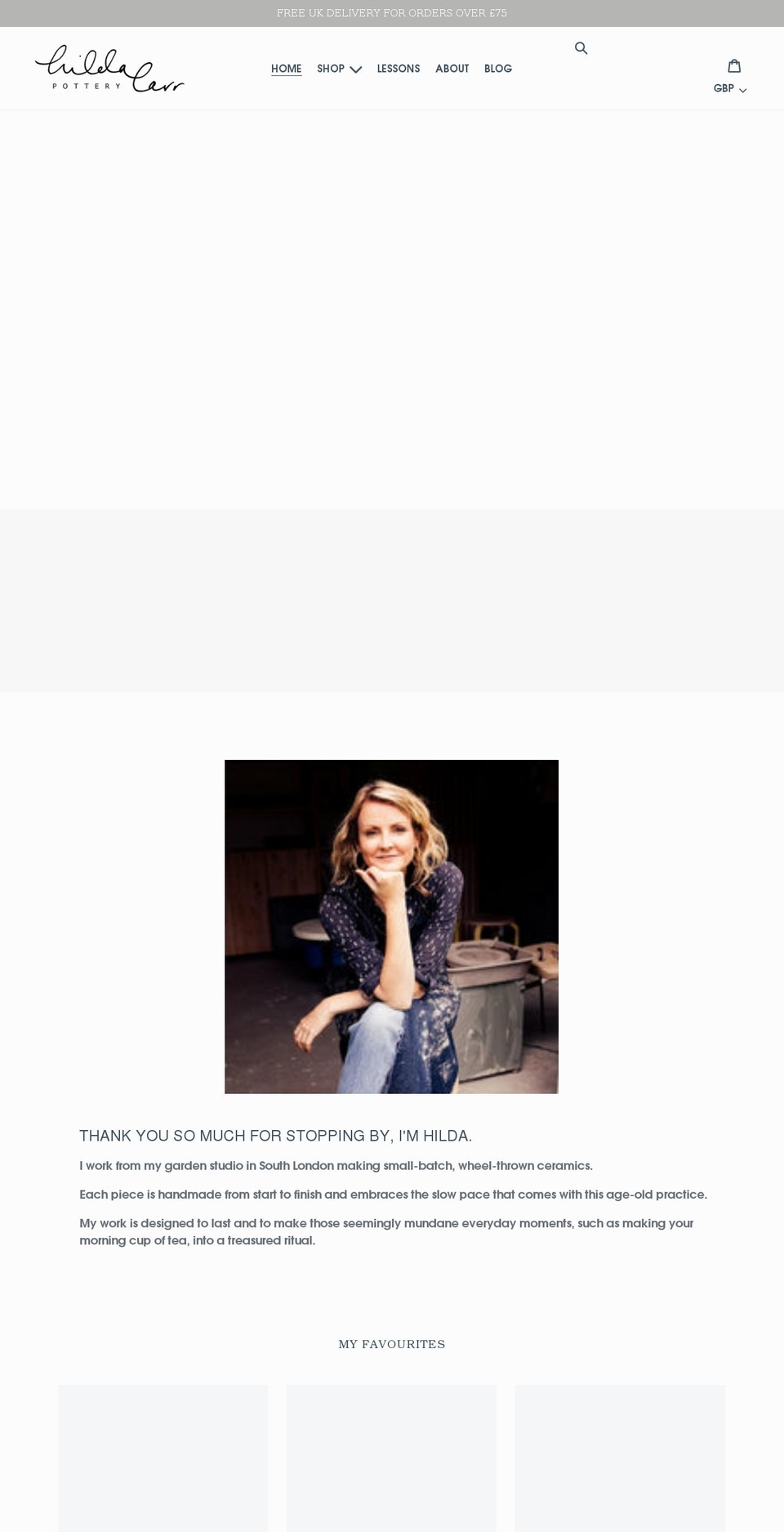 hildacarrpottery.com shopify website screenshot