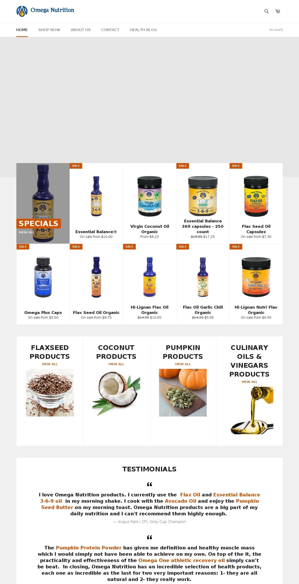 hilignanflaxoil.com — Shopify storefront screenshot