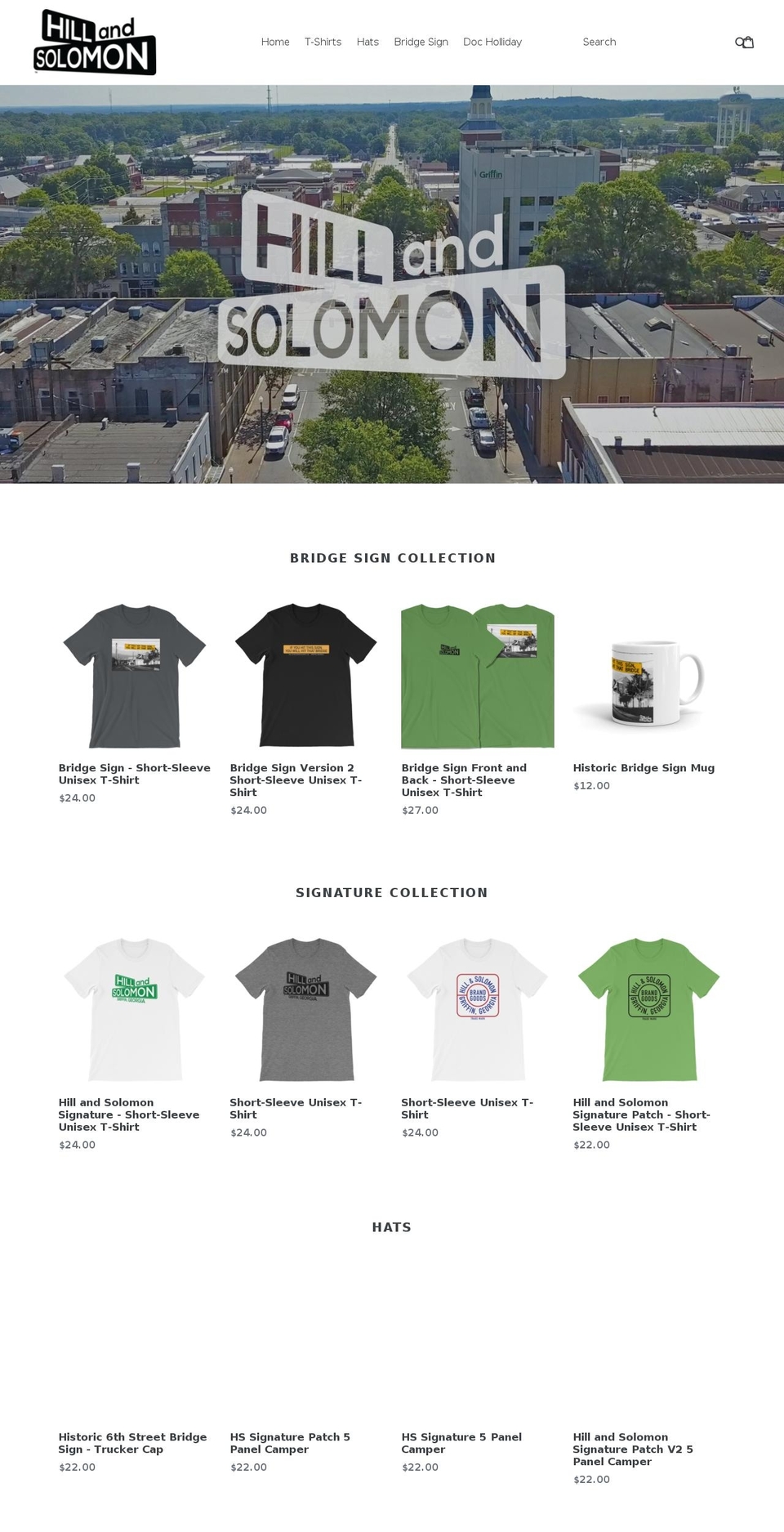 hillandsolomon.com — Shopify storefront screenshot