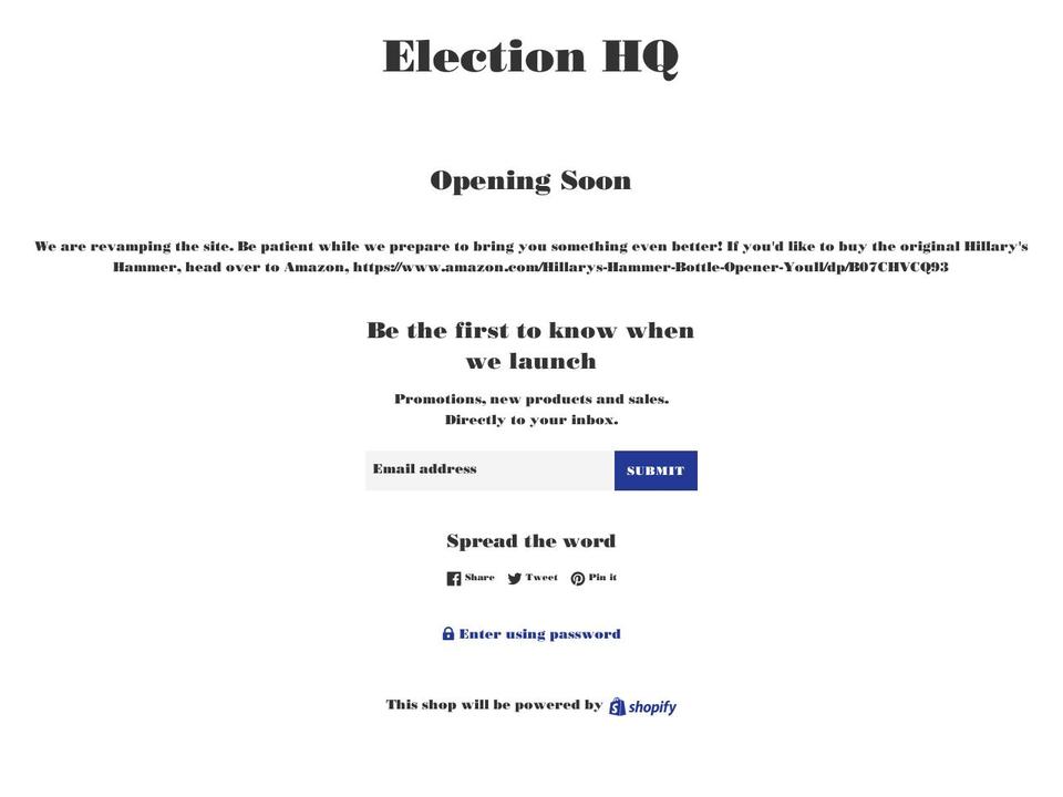 hillaryshammers.com — Shopify storefront screenshot