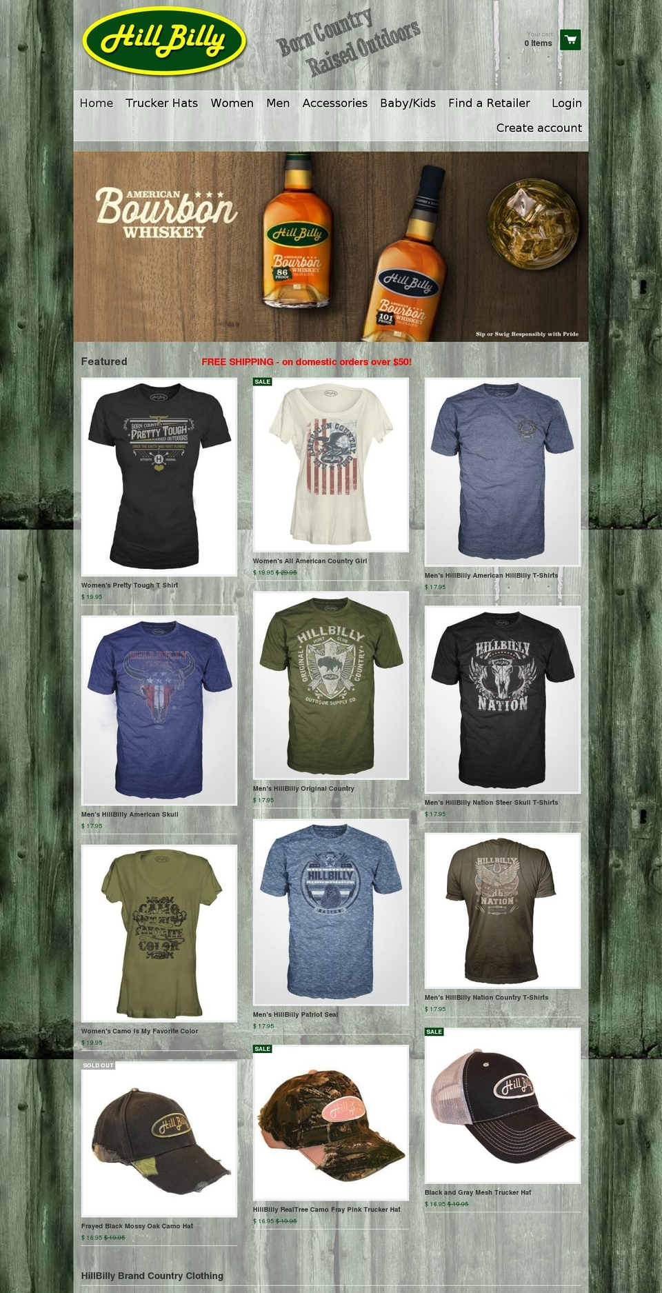 hillbillybrand.com shopify website screenshot