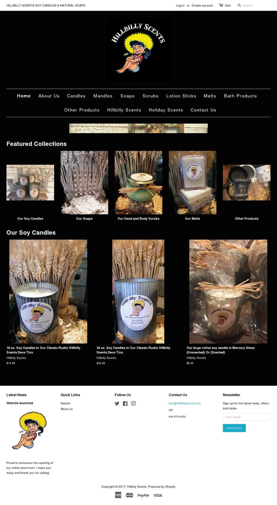 hillbillyscents.com shopify website screenshot