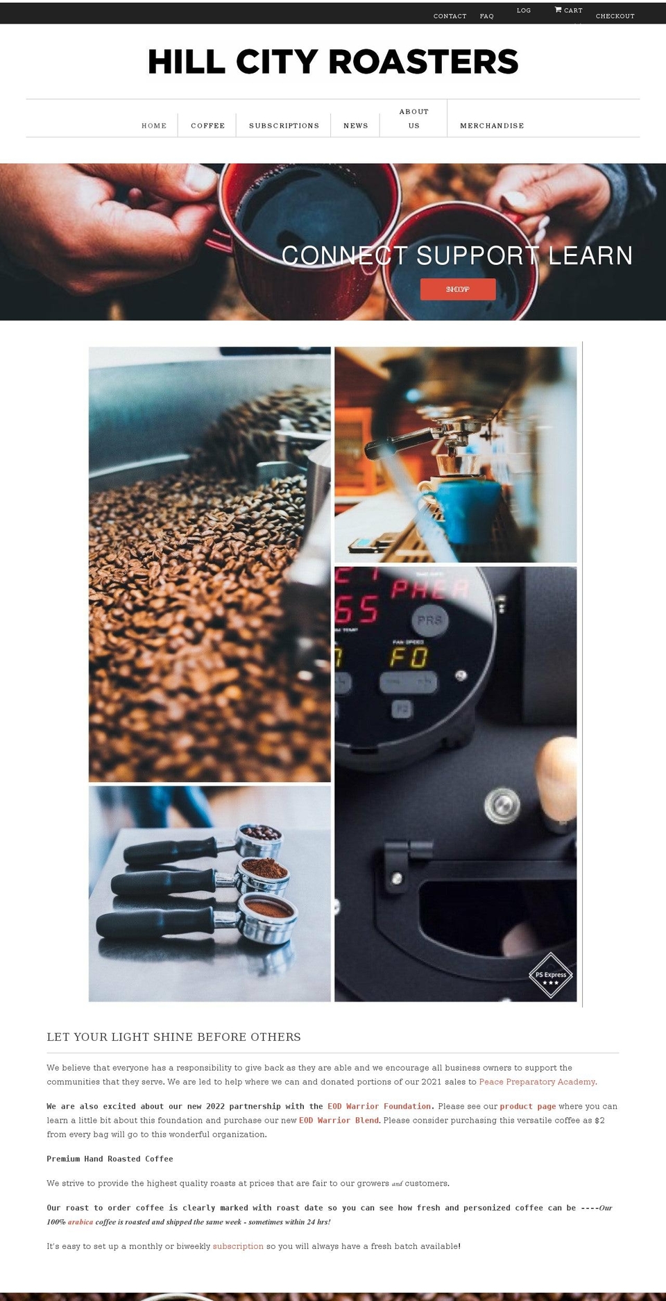 hillcityroasters.com shopify website screenshot