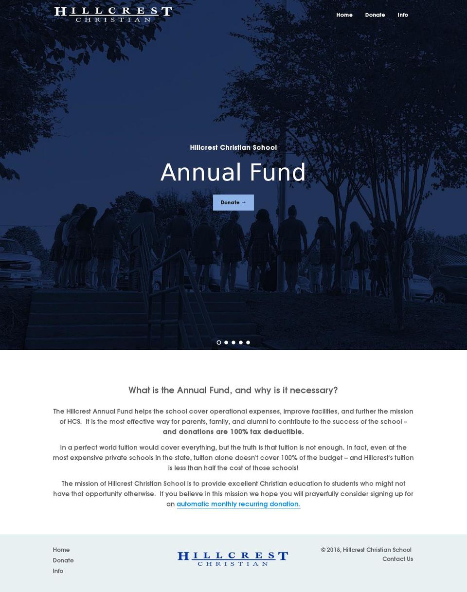 hillcrestannualfund.org shopify website screenshot