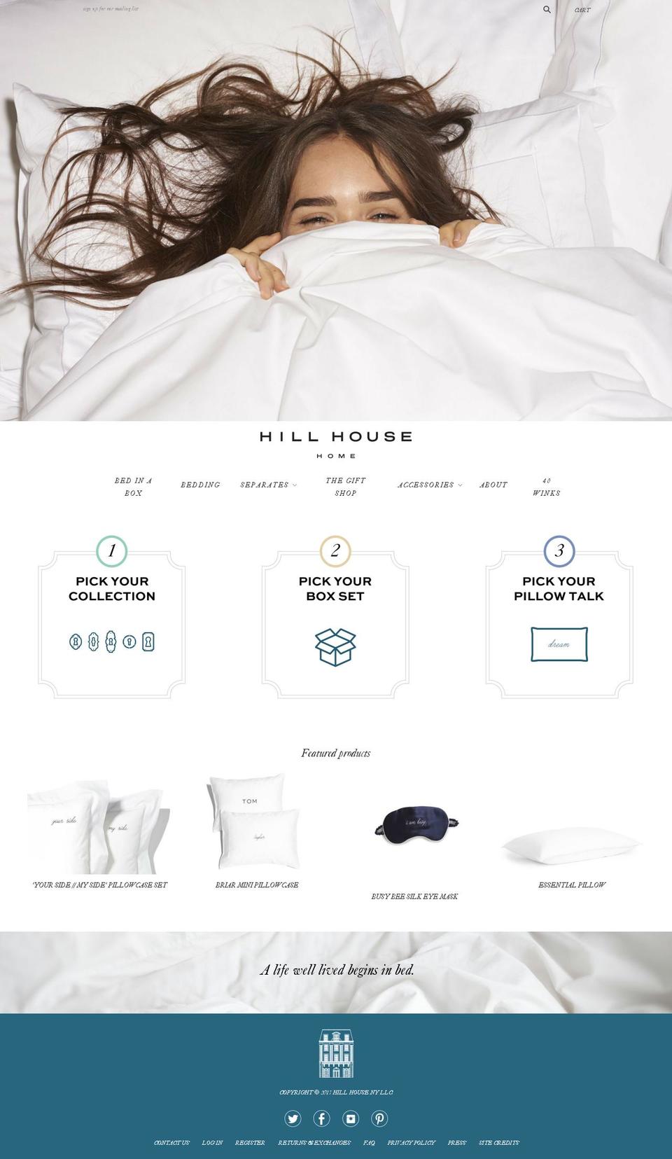 hillhousehome.com shopify website screenshot