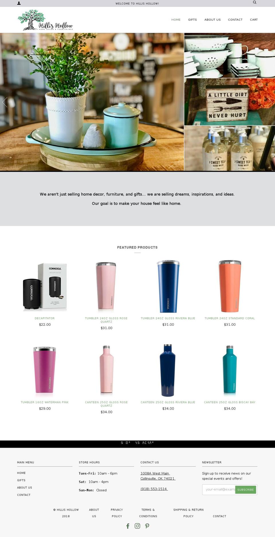 hillishollow.com shopify website screenshot