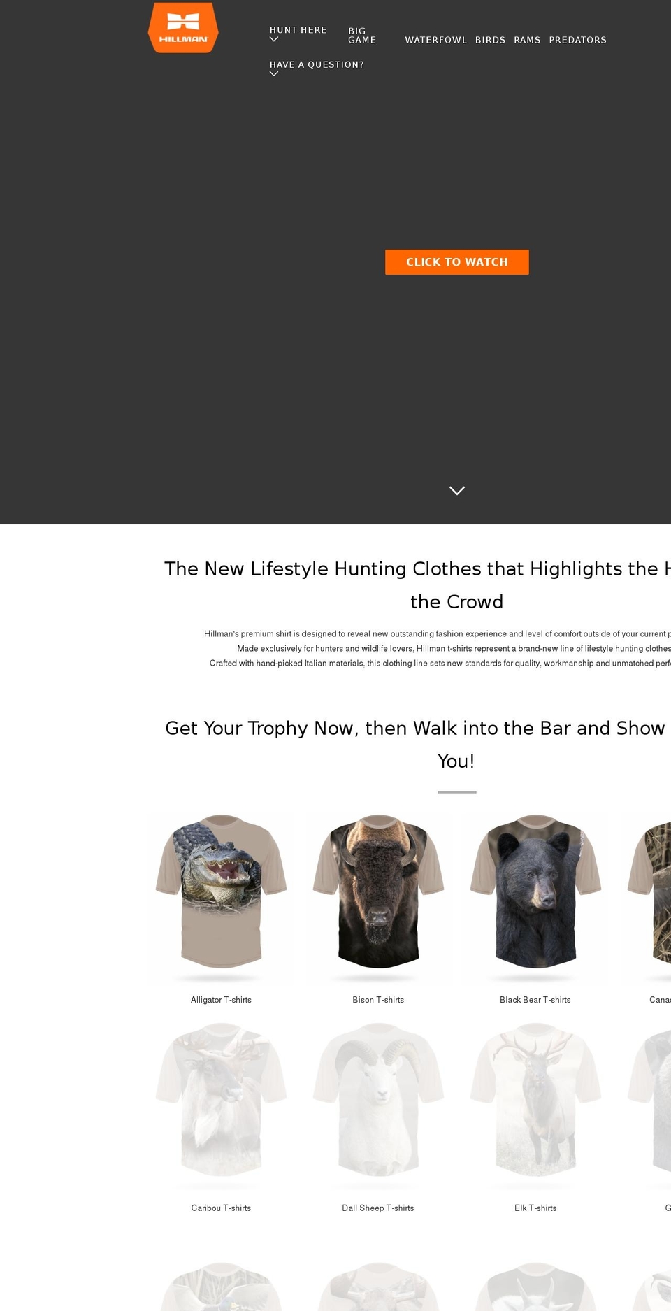 hillmangear.com — Shopify storefront screenshot