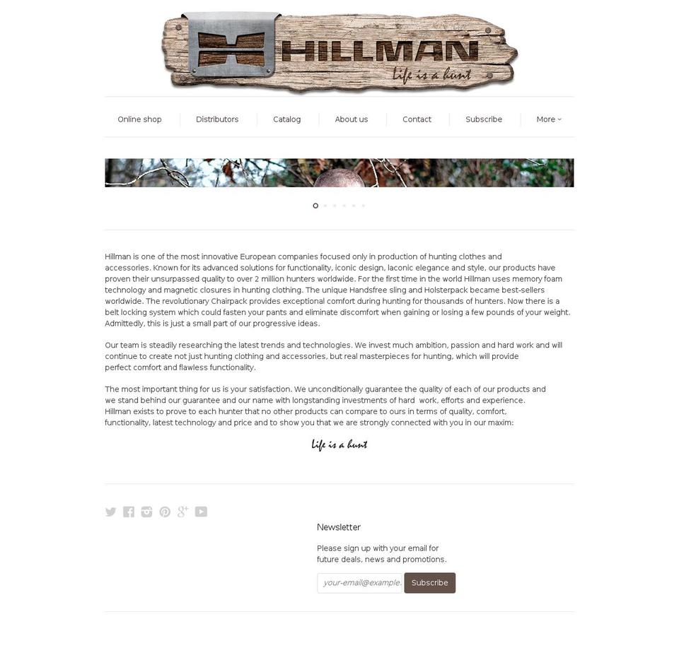 hillmanhunting.com shopify website screenshot