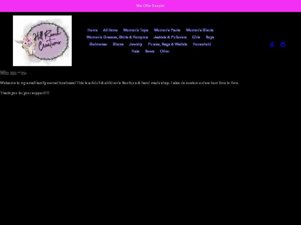 hillranchcreations.com shopify website screenshot