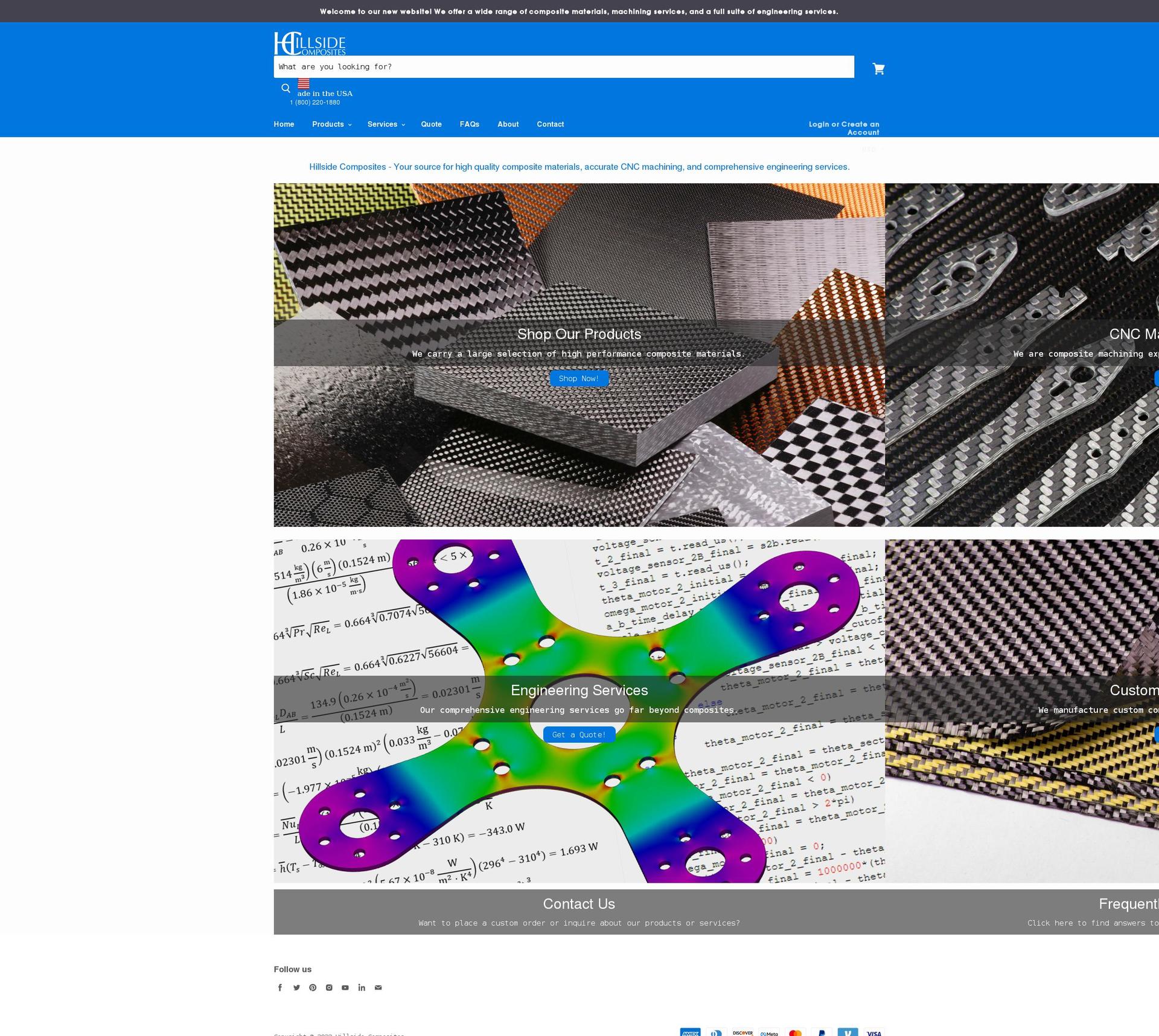 hillsidecomposites.com shopify website screenshot