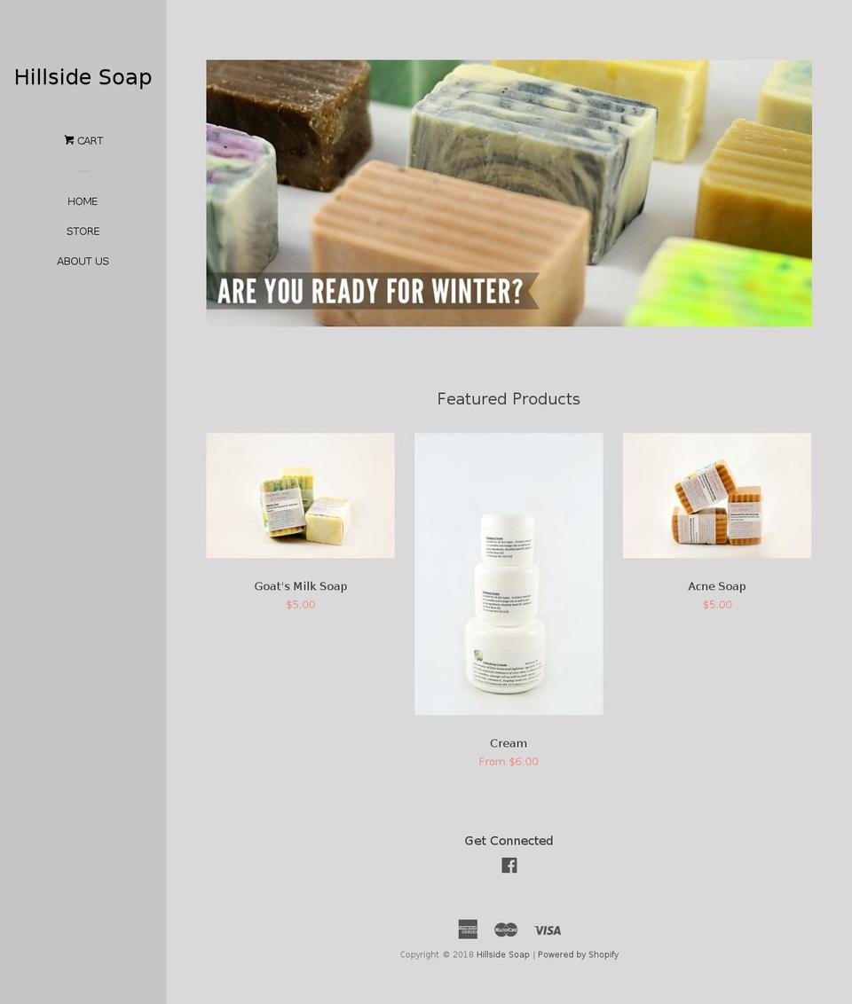 hillsidesoap.com — Shopify storefront screenshot