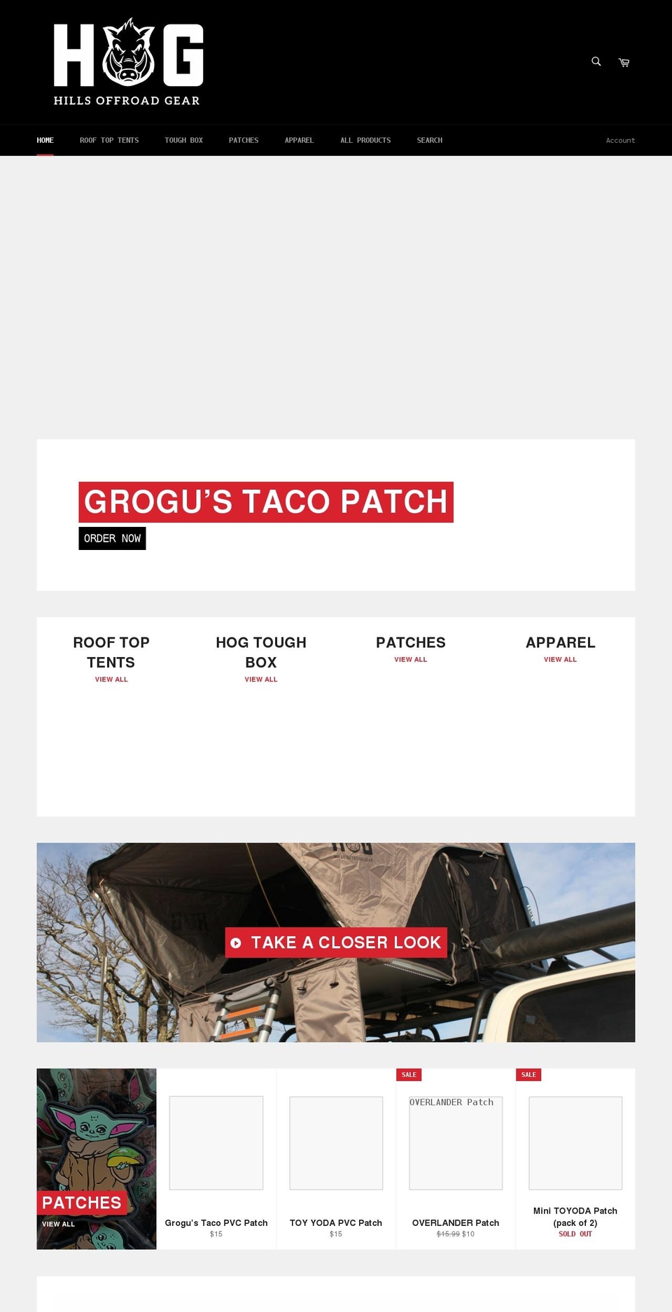 hillsoffroadgear.com — Shopify storefront screenshot