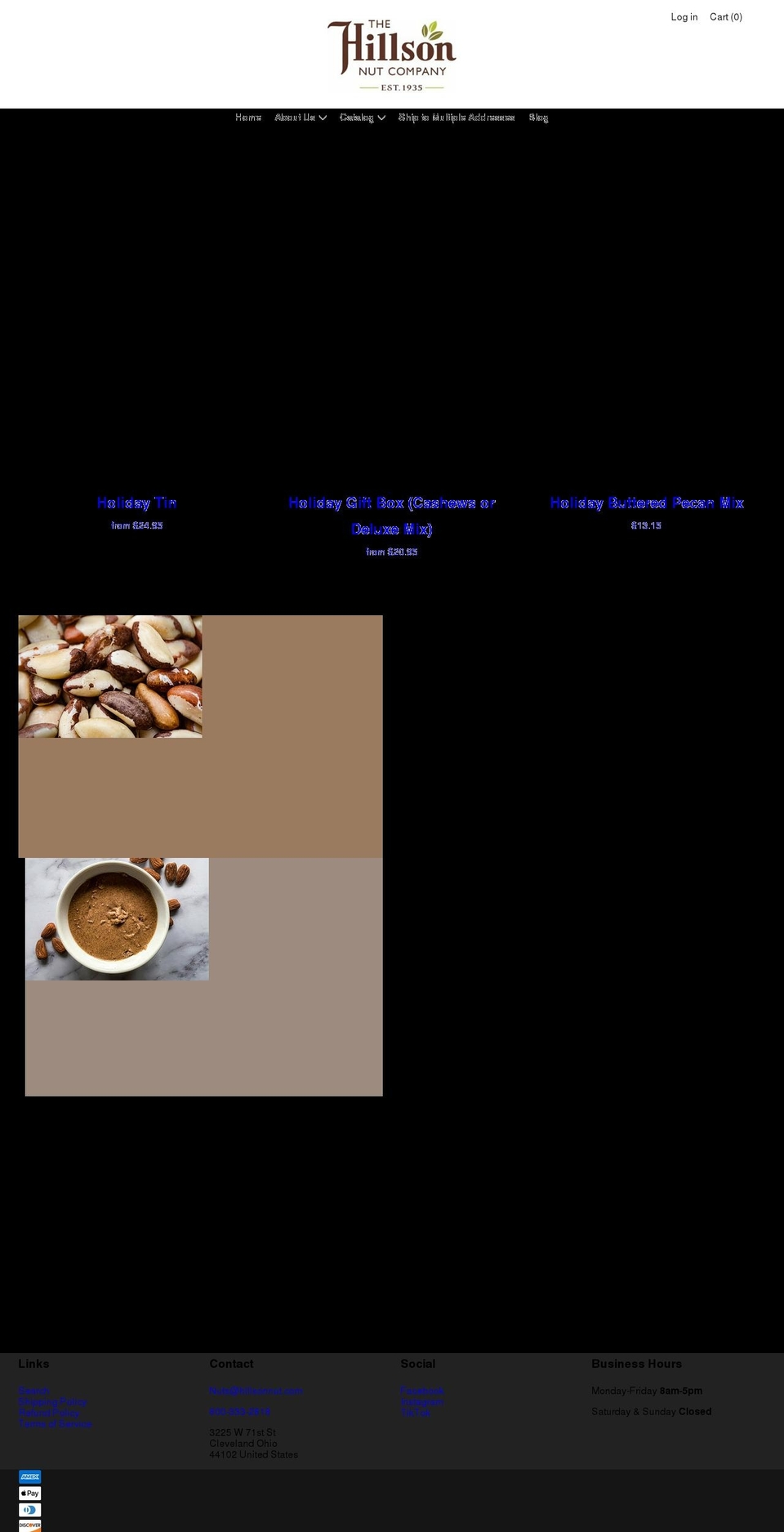 hillsonnut.com shopify website screenshot
