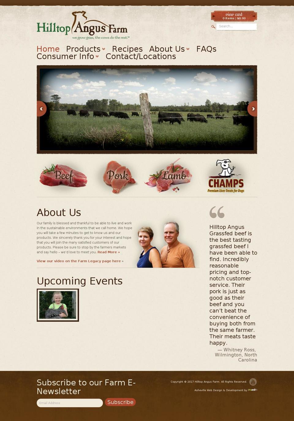 hilltopangusgrassfed.com shopify website screenshot