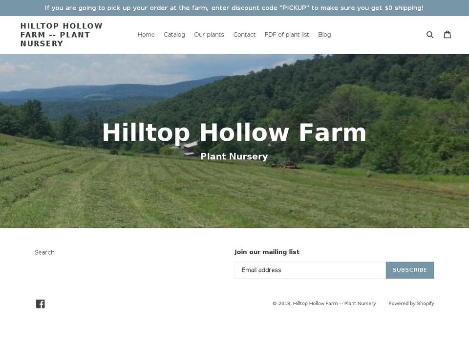 hilltophollowfarm.com shopify website screenshot