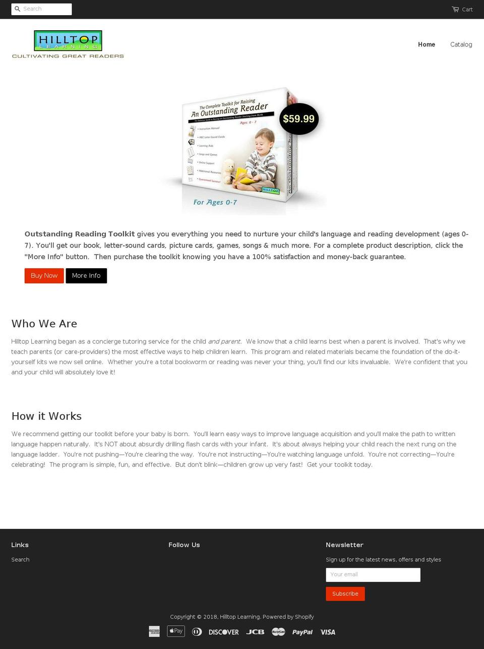 hilltoplearning.com — Shopify storefront screenshot