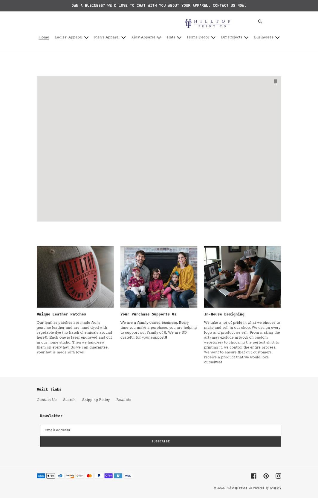 hilltopprintco.com shopify website screenshot