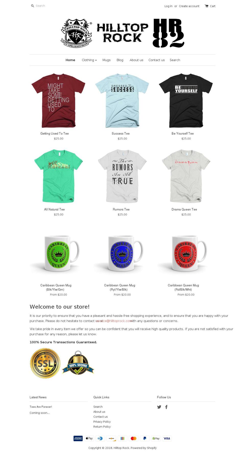 hilltoprock.com shopify website screenshot