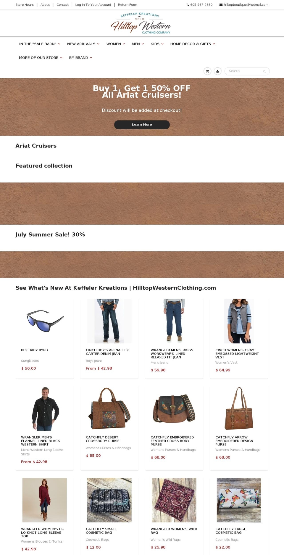 hilltopwesternclothing.com shopify website screenshot