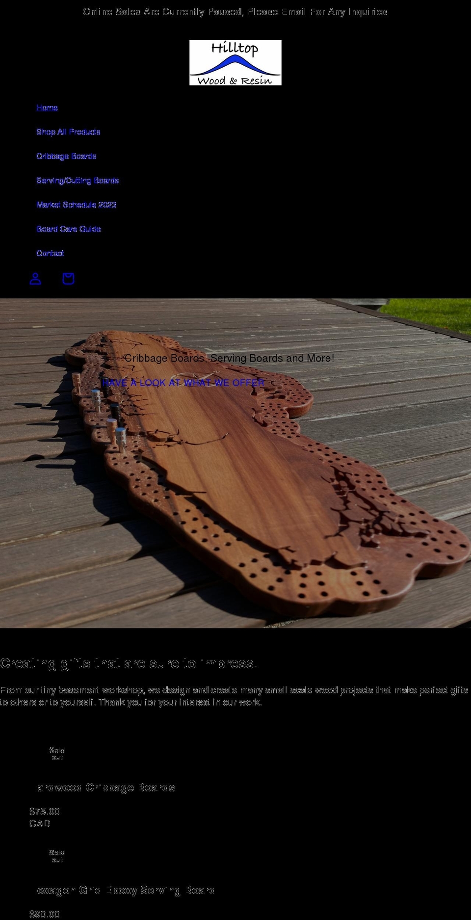 hilltopwood.com shopify website screenshot