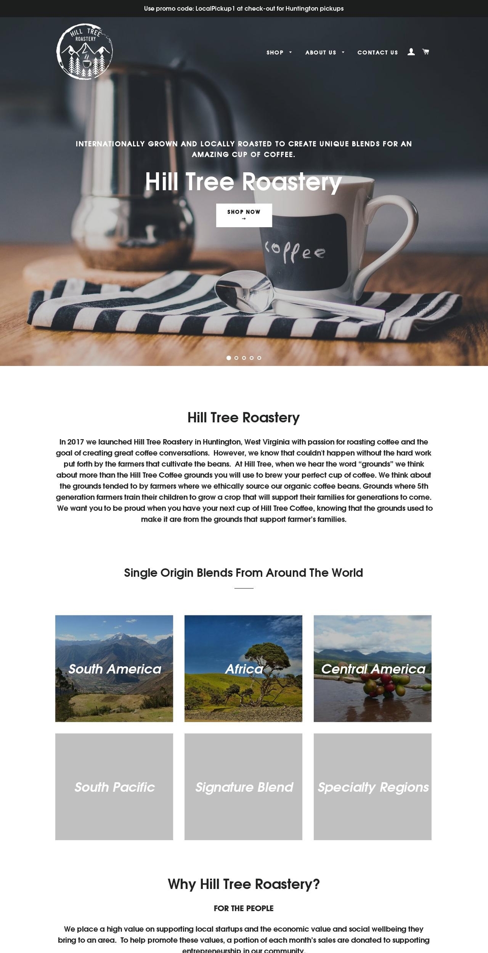 hilltreeroastery.com shopify website screenshot
