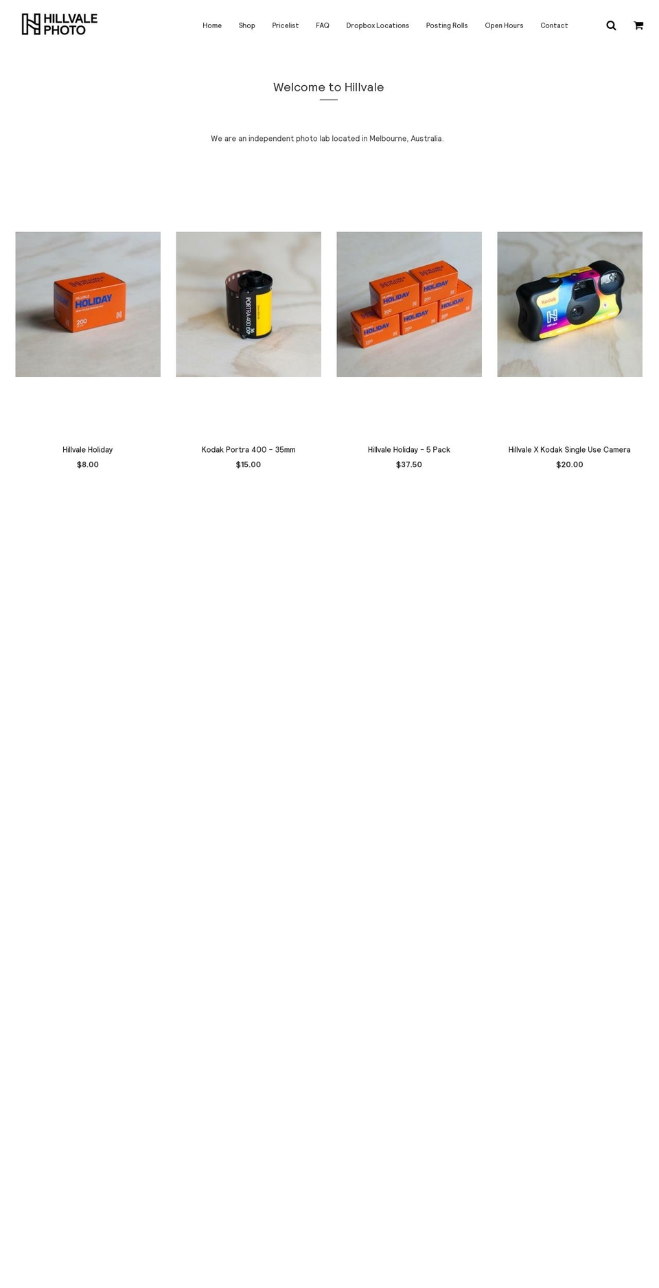 hillvale.com.au shopify website screenshot