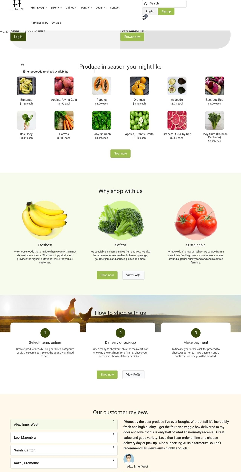 hillviewfarms.com.au shopify website screenshot