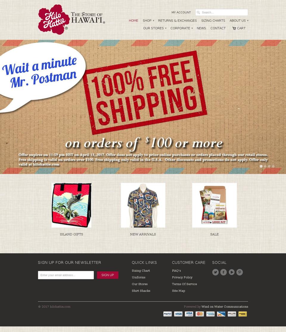 hilohattie.com shopify website screenshot