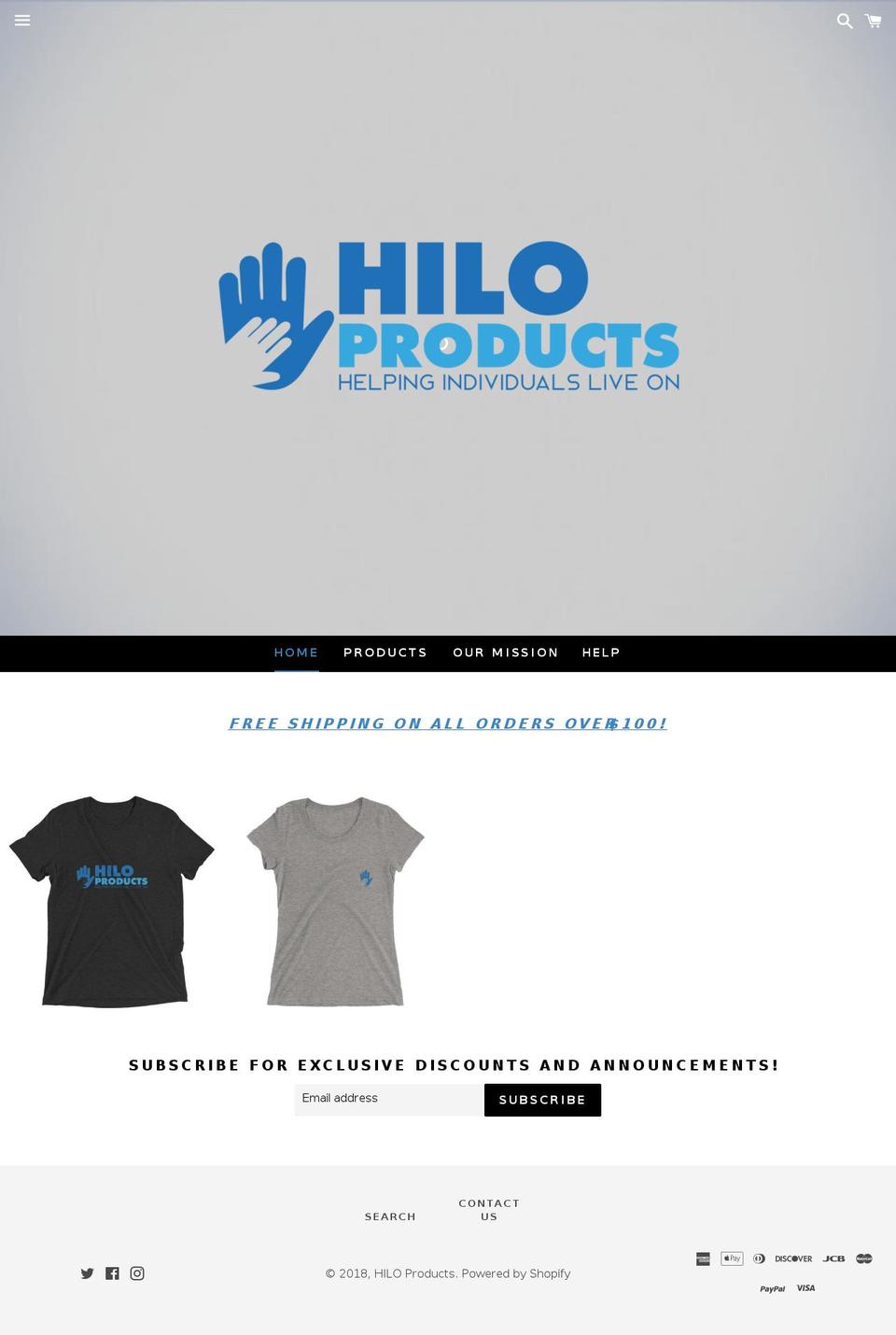 hiloproducts.org shopify website screenshot