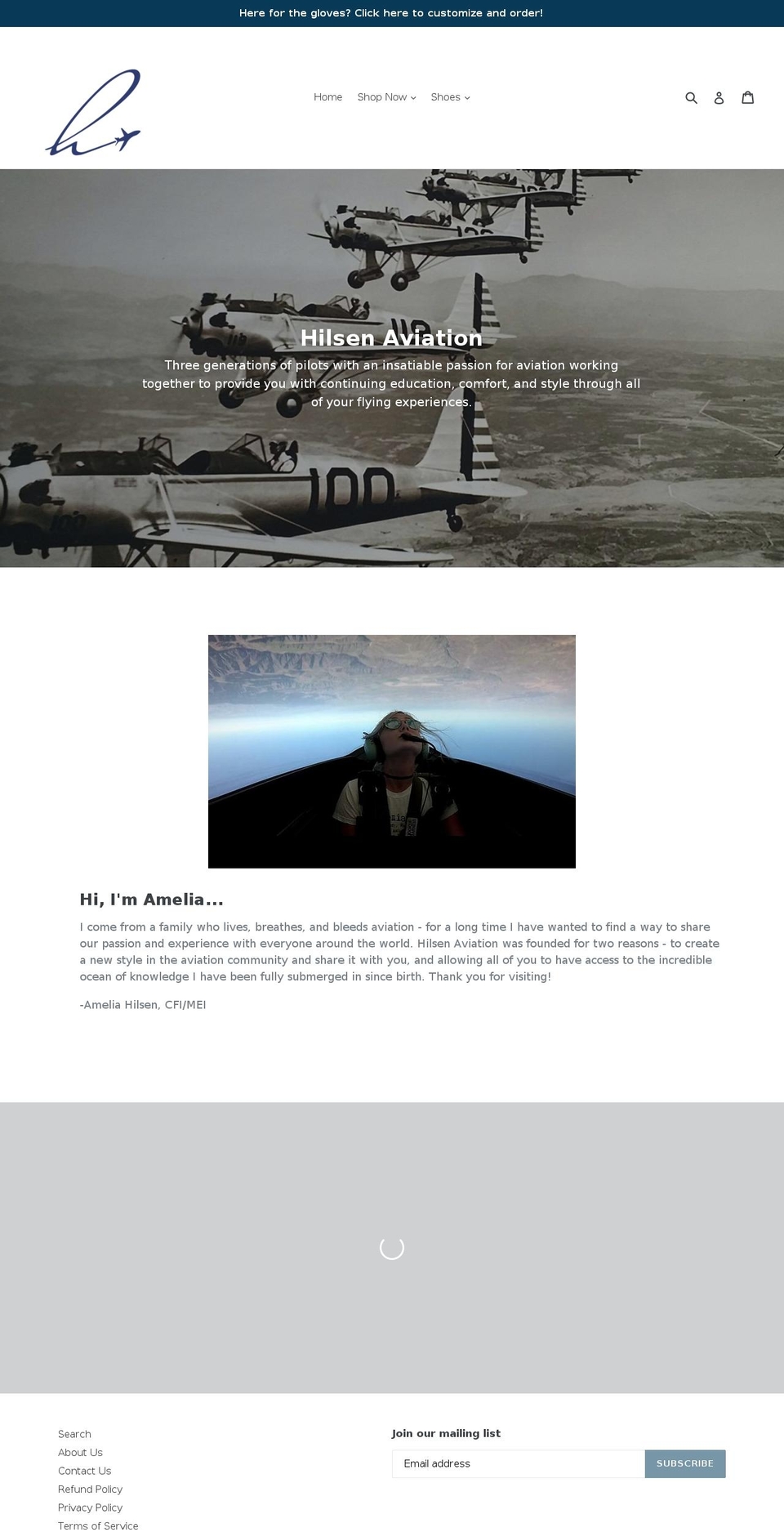 hilsenaviation.com — Shopify storefront screenshot