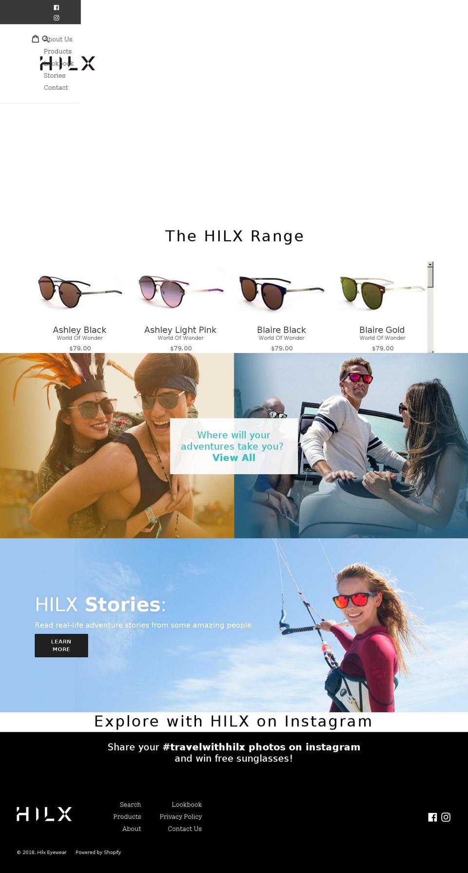 hilxeyewear.com — Shopify storefront screenshot