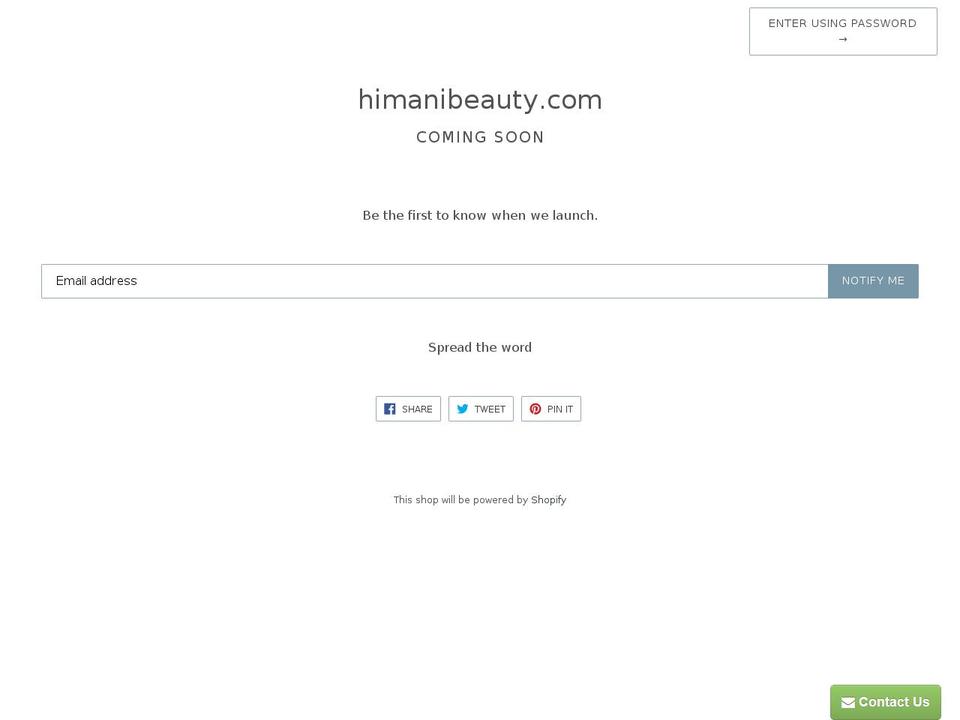himanimakeup.com shopify website screenshot