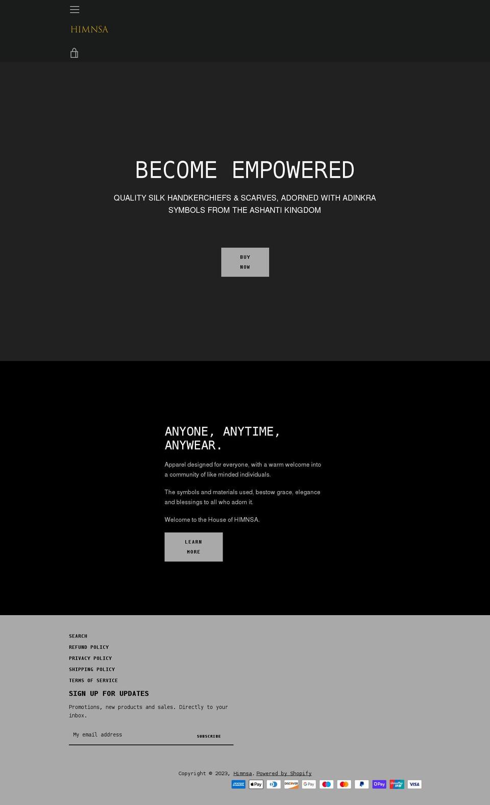 himnsa.co.uk shopify website screenshot