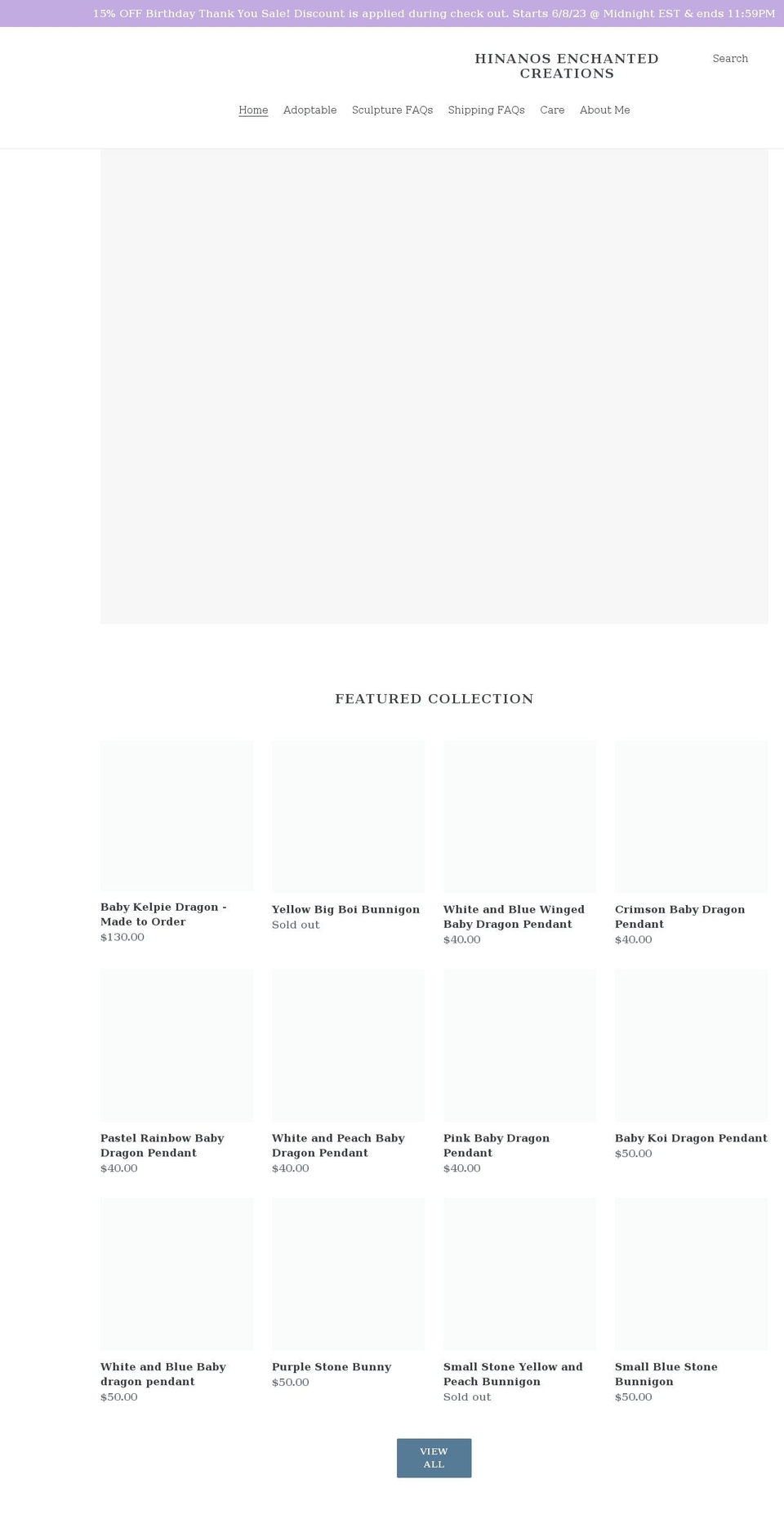 hinanosenchantedcreations.com shopify website screenshot