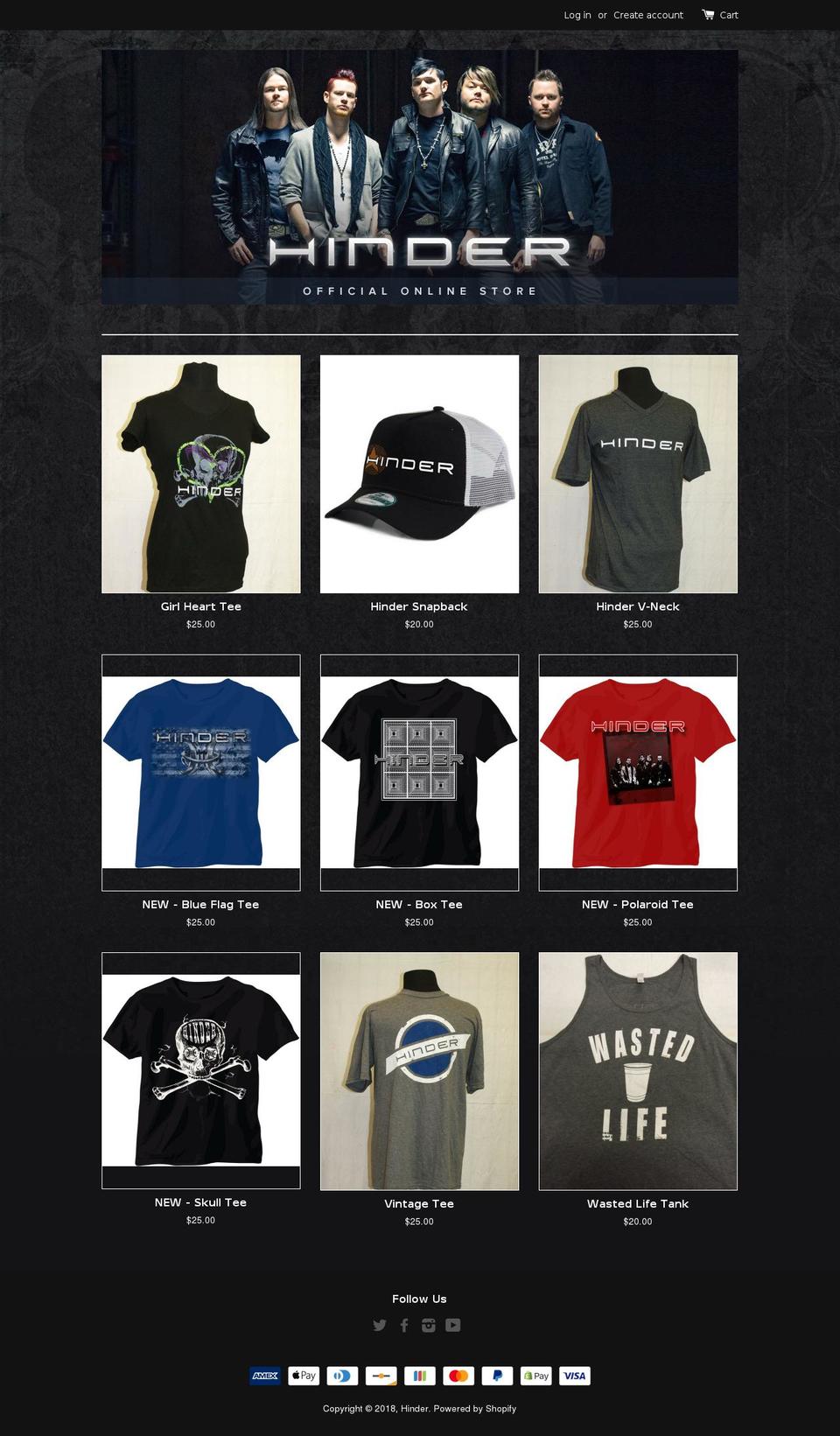 hinderstore.com shopify website screenshot
