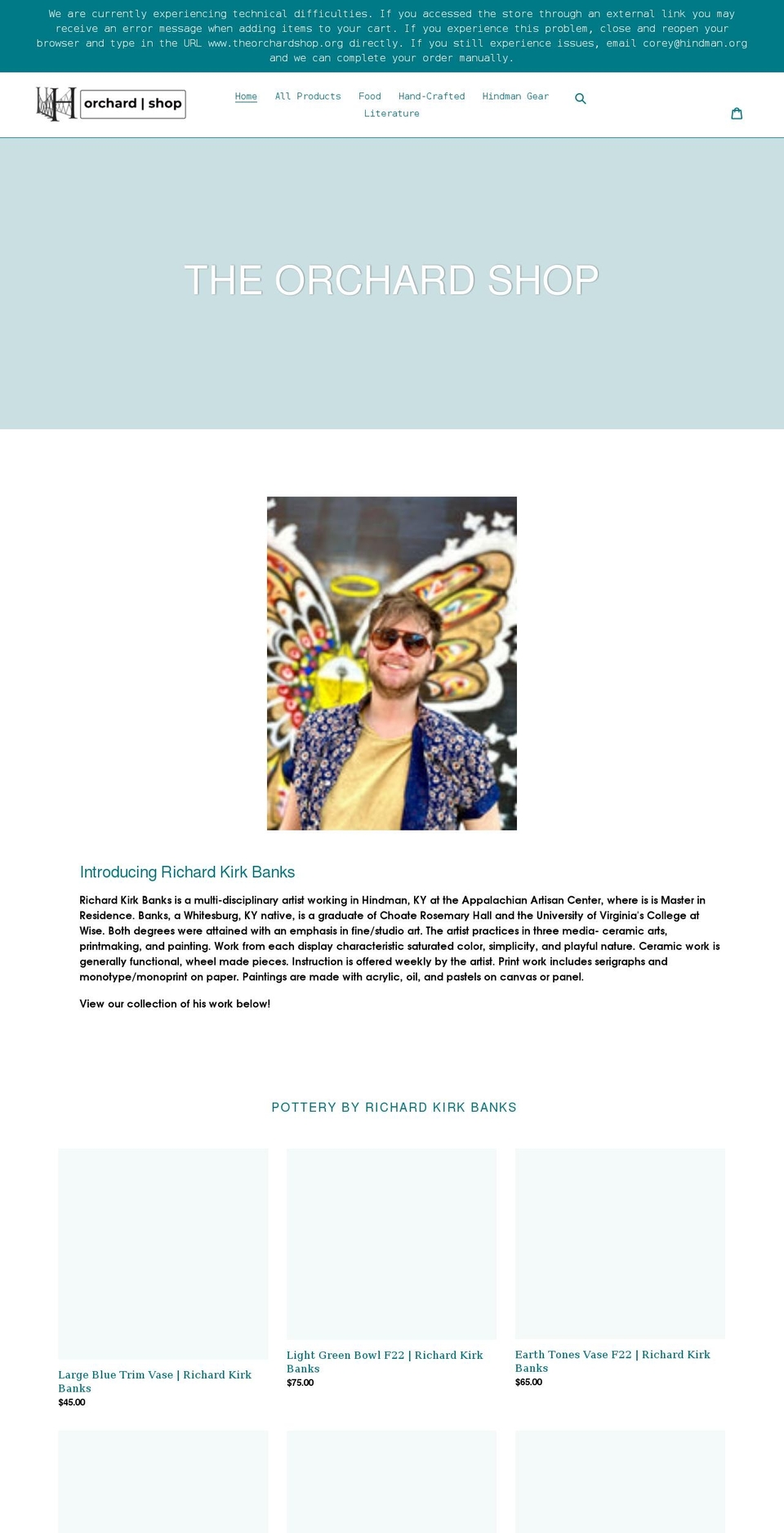 hindman-settlement-school.myshopify.com shopify website screenshot