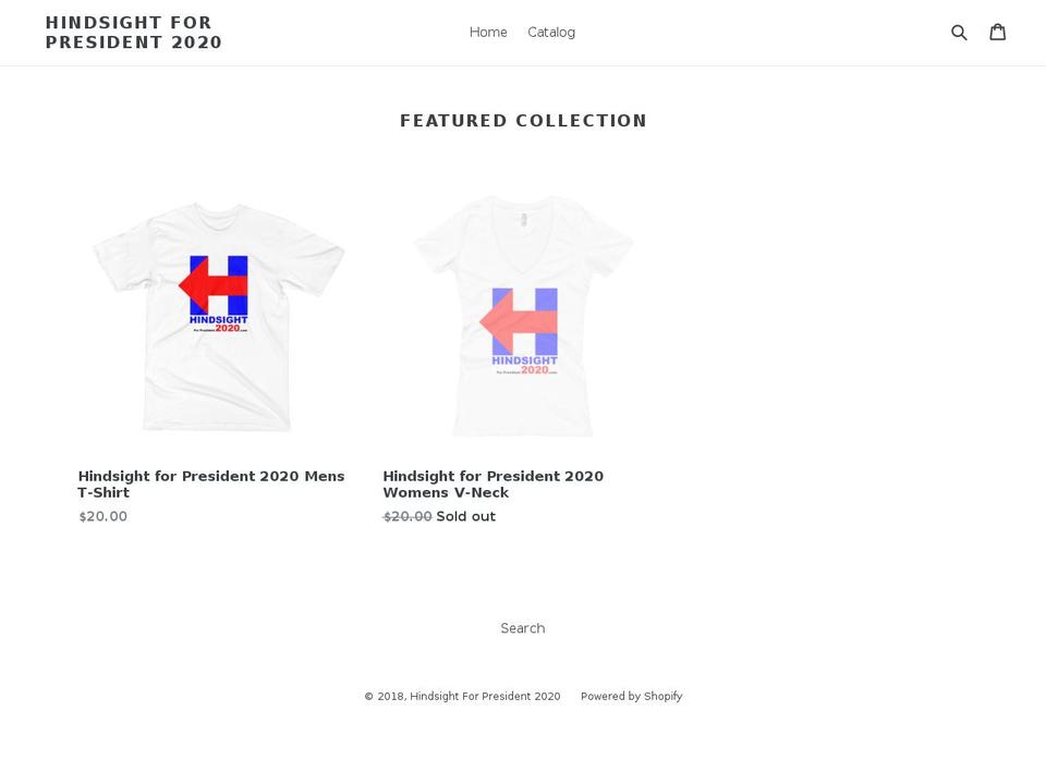 hindsightforpresident2020.com — Shopify storefront screenshot
