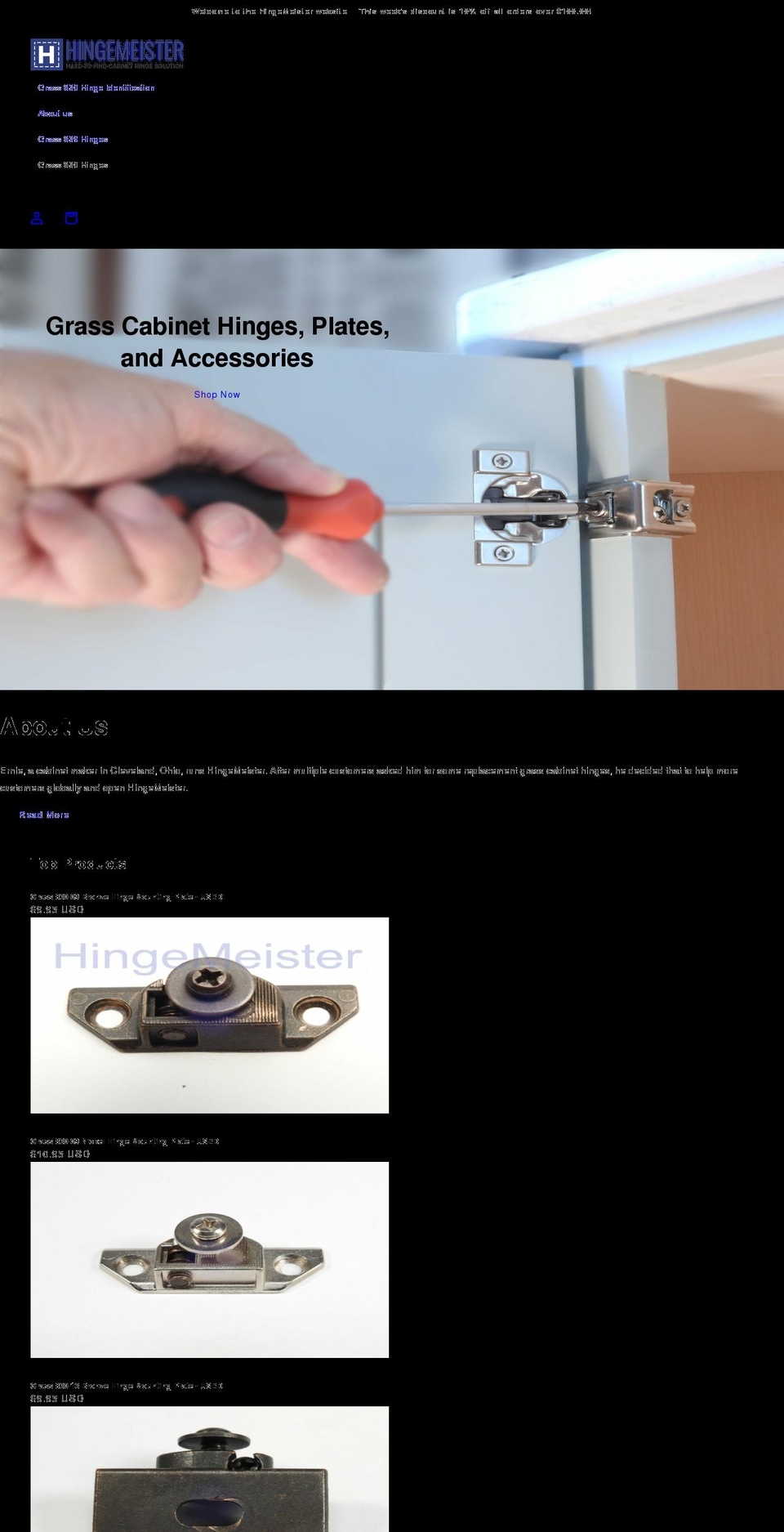 hingemeister.com shopify website screenshot