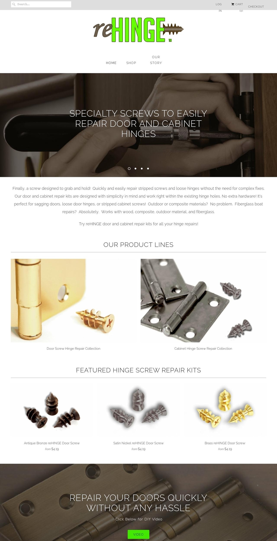 hingescrew.com shopify website screenshot