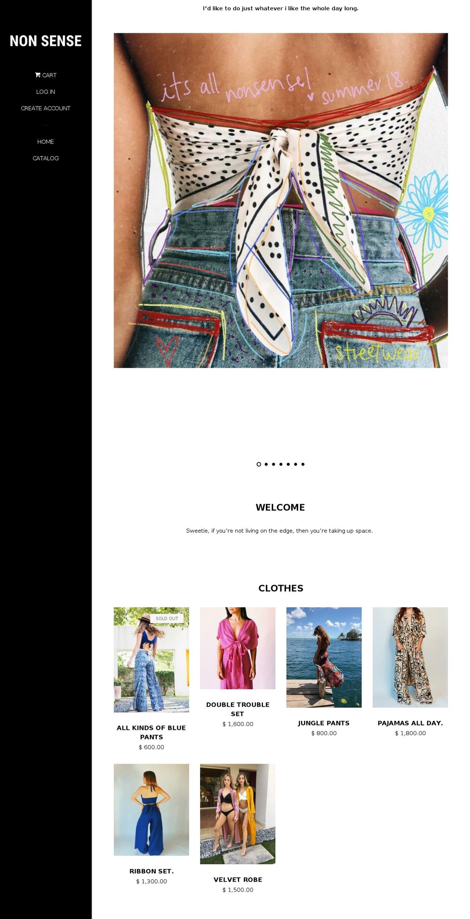 hinonsense.com — Shopify storefront screenshot