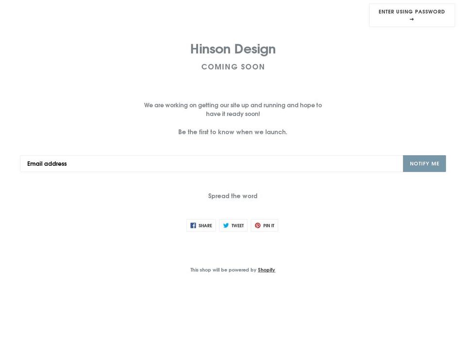 hinson-design.com — Shopify storefront screenshot