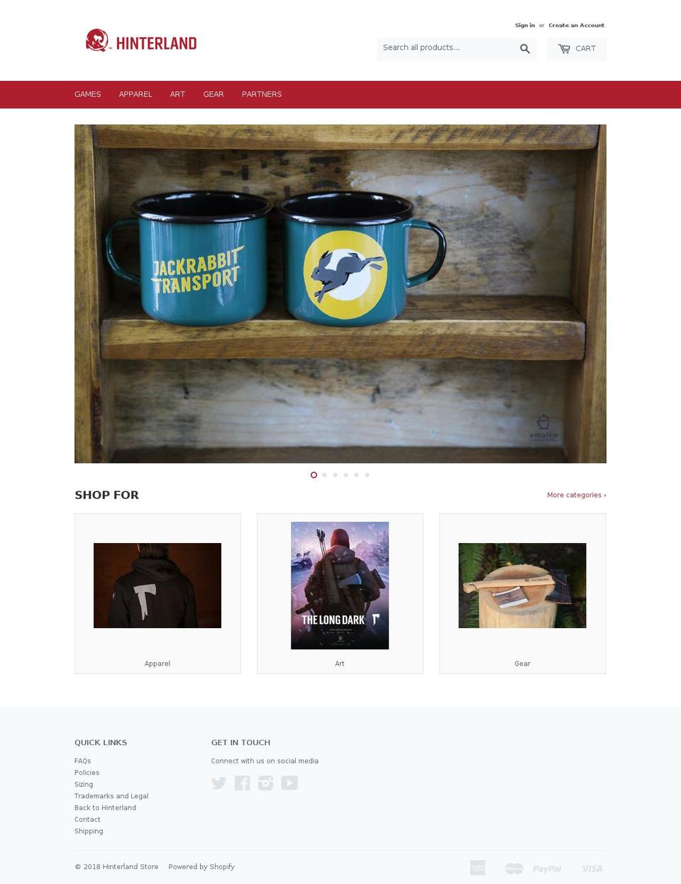 hinterland-merch-store.myshopify.com shopify website screenshot