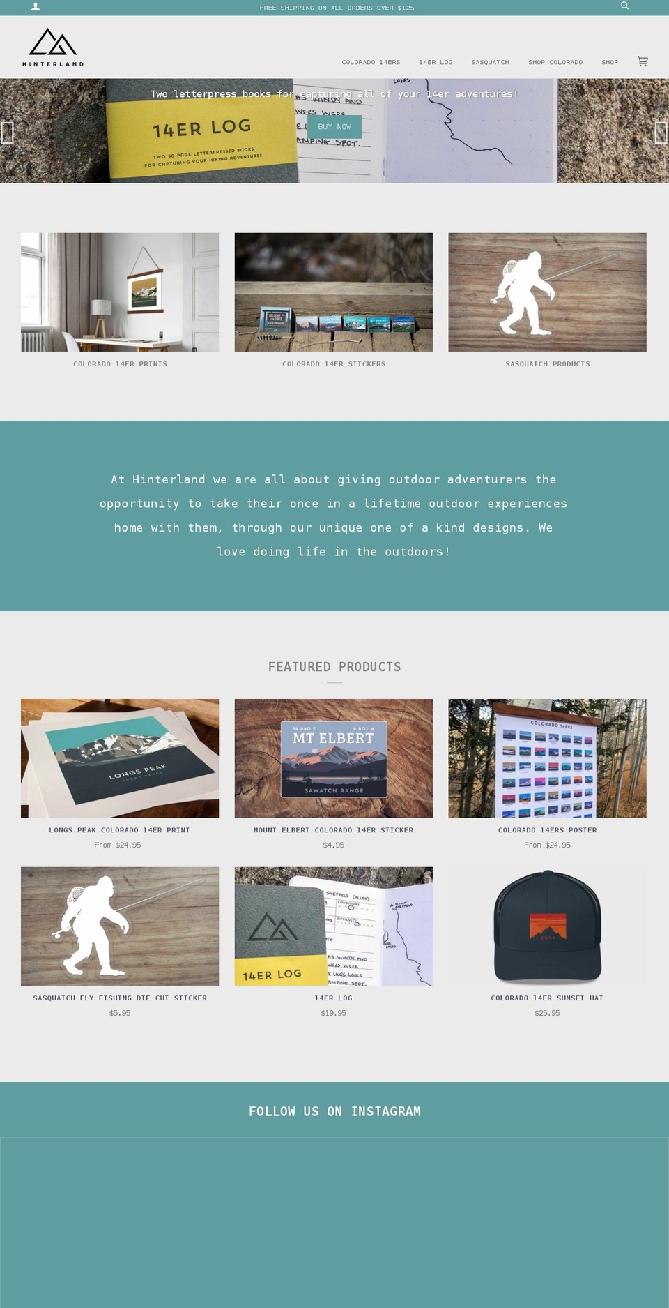 hinterland.shop shopify website screenshot