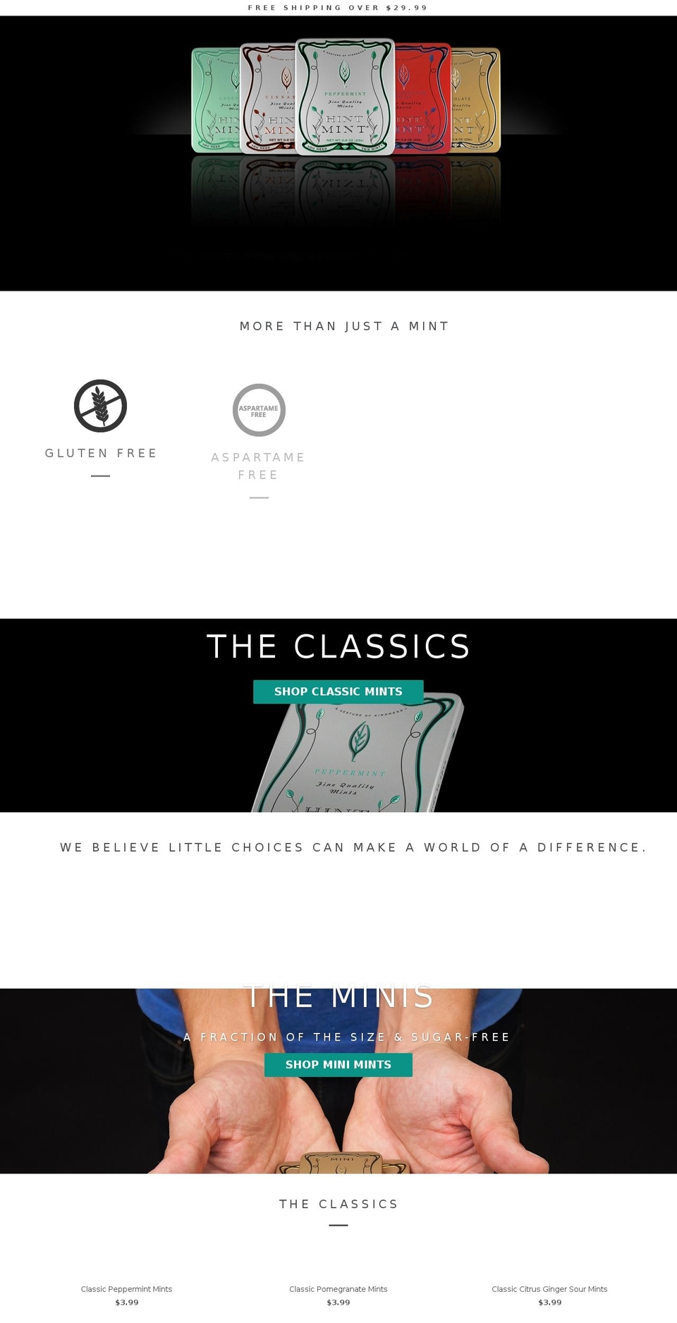 hintmint.com shopify website screenshot