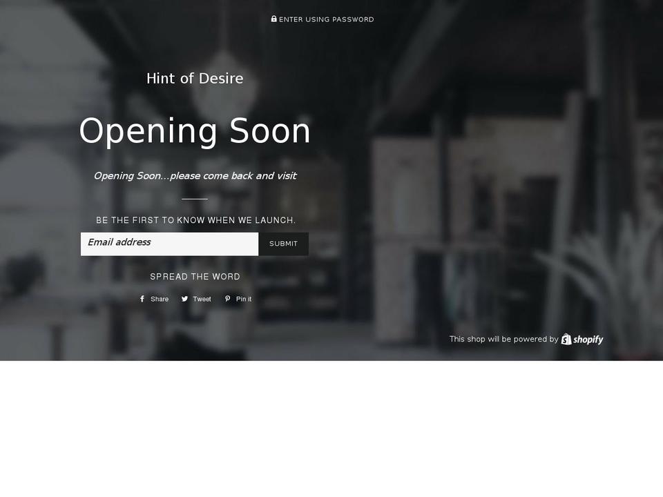 hintofdesire.com — Shopify storefront screenshot
