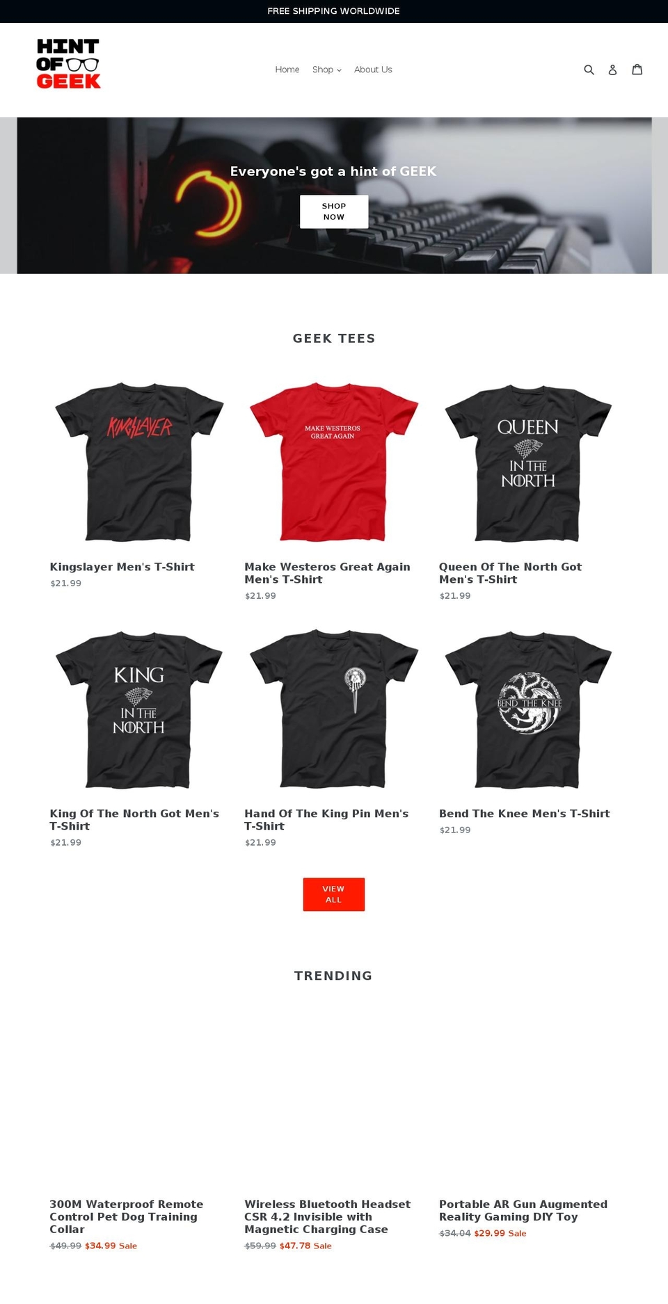 hintofgeek.com — Shopify storefront screenshot
